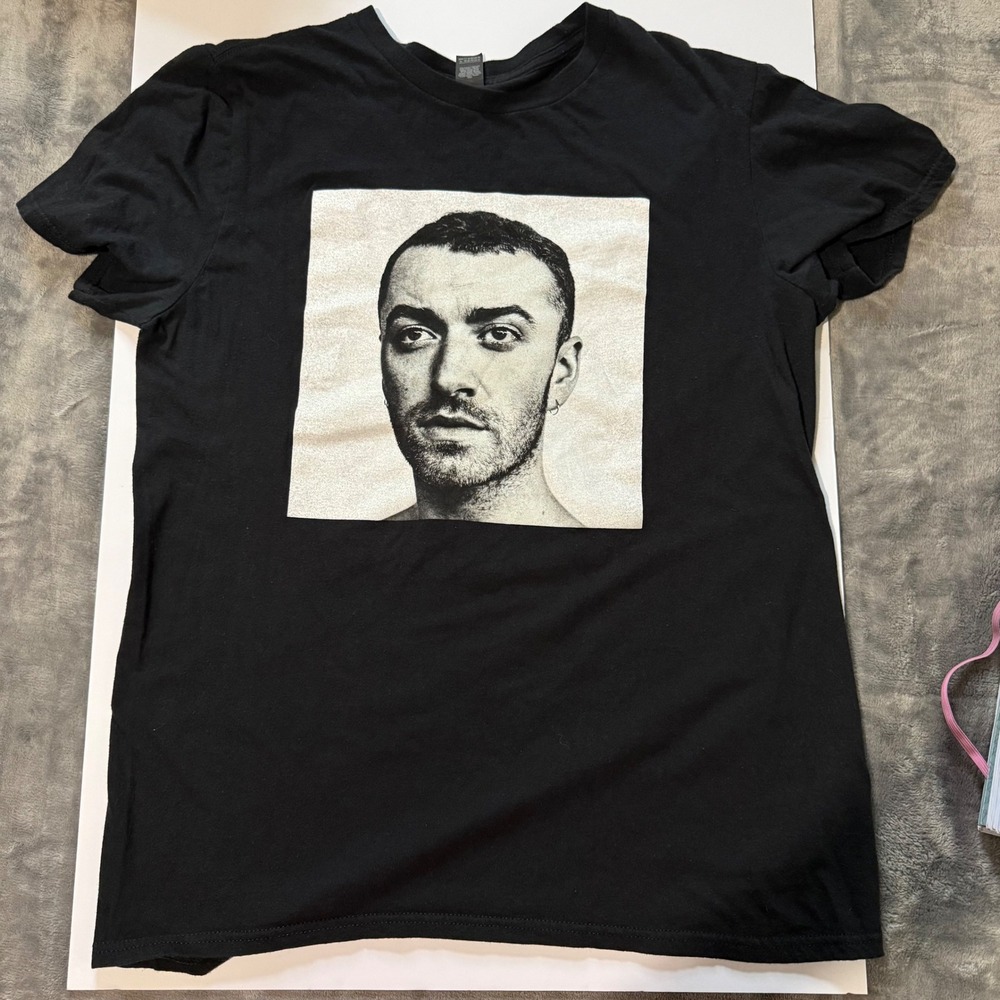 Anvil Sam Smith 2018 Tour T-Shirt Medium‎ Black Portrait Graphic Concert Unisex